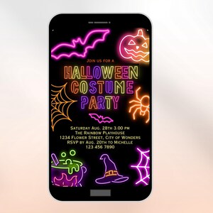 Neon Halloween Party Invite invite Spooktacular Costume Party Neon Invitation halloween DIY Kids Cute invite halloween invitation Editable