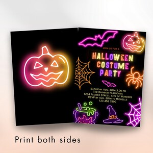Neon Halloween Party Invite invite Spooktacular Costume Party Neon Invitation halloween DIY Kids Cute invite halloween invitation Editable