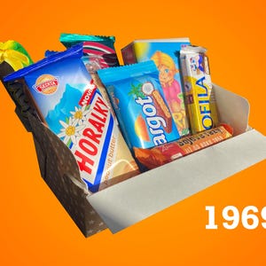 Boîte à collations rétro d'Europe de l'Est - Bonbons soviétiques, gourmandises exotiques, cadeau personnalisé, bonbons, chocolat, collations, anniversaire, boîte cadeau