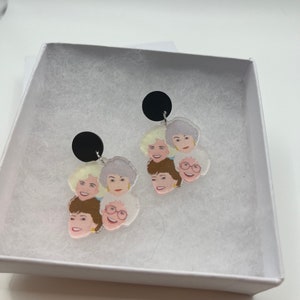 Golden Girls Blanche, Dorothy, Sophia, and Rose Stud Earrings