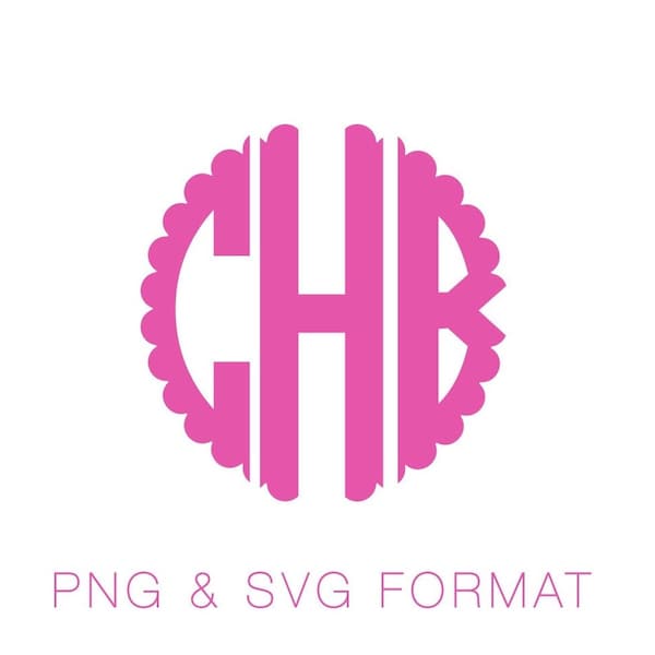 PNG SVG Scalloped Circle Vector Monogram Font Clipart Cricut Instant Download Herrington Design