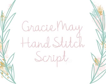 3/4" Gracie Handstitch Script Machine Embroidery Font Hand Stitch Monogram Instant Download BX PES