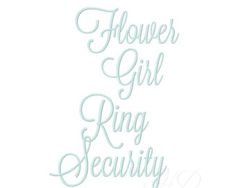Flower Girl Wedding Party Embroidery Font 3 sizes instant download 4x4 5x7 6x10