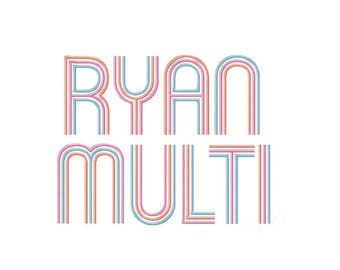 3.5" Multi Color Ryan Deco Embroidery Font Satin Type Font Serif BX Instant download 4x4 5x7 6x10