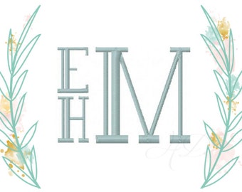 1" and .5" 1/2 inch Stacked Deco Embroidery Font Satin Vintage Type Font Serif BX Instant download 4x4 5x7 6x10