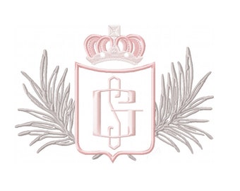 Palm Crown Family Crest Laurel Wreath Embroidery Monogram Design Instant Download Font 4x4 5x7 6x10 BX PES Herrington Design