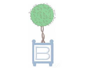 Boxwood Topiary Monogram Embroidery Design Chinoiserie Chic French Instant Download Font 4x4 5x7 6x10 BX