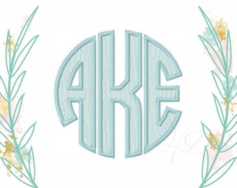 2" inch Satin Stitch Circle Monogram Font Classic Font Embroidery Fill 4x4 Machine Embroidery Instant download BX instant download