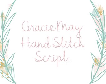 2" Gracie Handstitch Script Machine Embroidery Font Hand Stitch Monogram Instant Download BX PES