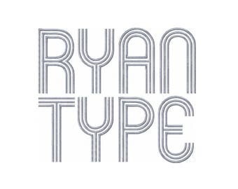 3" Ryan Deco Embroidery Font Satin Type Font Serif BX Instant download 4x4 5x7 6x10