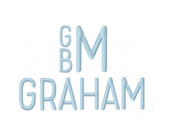 Mid Centruy Embroidery Font Package 5 sizes Graham Satin Stitch Vine Monogram Sale Boy BX Instant download PES