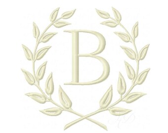 Satin Stitch Laurel Wreath Embroidery Design Easter Instant Download Font 4x4 5x7 6x10 BX PES