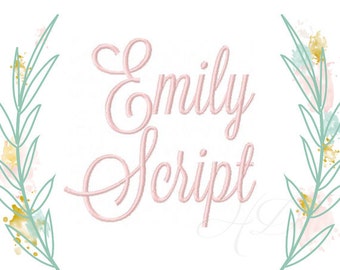 1.5" Inch Embroidery Font Satin Stitch Script Emily Includes Numbers BX file Instant download PES All Formats 4x4 5x7 6x10