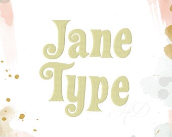 Curl Embroidery Font 1" inch Jane Embroidery Fill Monogram Font Design BX instant download 4x4 5x7 6x10 PES