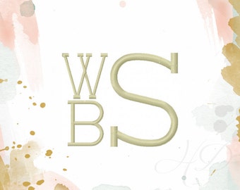 1" and 2" inch Stacked Embroidery Font Type Serif File Machine Embroidery BX Instant Download William 4x4 5x7 6x10