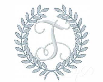 Laurel Wreath Embroidery Design Instant Download Font 4x4 5x7 6x10 BX