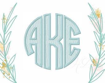 4.5" inch Satin Stitch Circle Monogram Font Classic Font Embroidery Fill 4x4 Machine Embroidery Instant download BX instant download