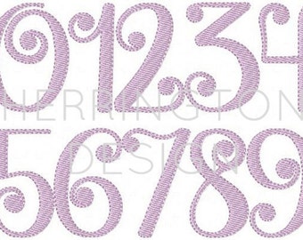 3" Lauren Numbers Embroidery Font for Home Established Embroidery Patch
