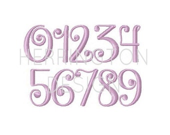 2" inch Curl Numbers Embroidery Font Satin Stitch Lauren embroidery Instant Download KG Hide and Seek BX instant download