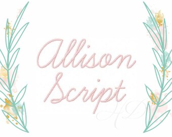 Modern Handwriting Script Machine Embroidery FIle Monogram Font Instant Download Allison BX instant download