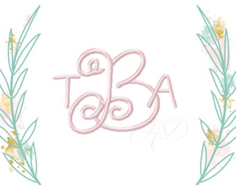 2" Curl Monogram Font Embroidery Font Instant Download Talley Initials KG Swirlygirl Font BX Instant download BX instant download