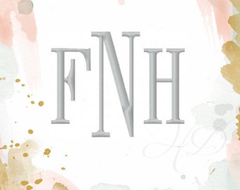 2" & 3" inch Embroidery Font Fisher 4x4 5x7 6x10 Satin stitch BX instant download