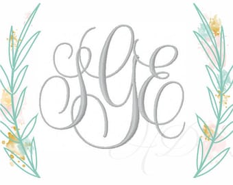 4" and 5" inch Embroidery Font Large Interlocking Satin Stitch Monogram Evie 5x7 6x10 BX instant download PES Alll Formats
