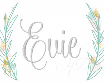 4" inch Embroidery Font Satin Stitch Script Monogram Evie Formal Font BX 5x7 6x10 BX instant download PES All Formats