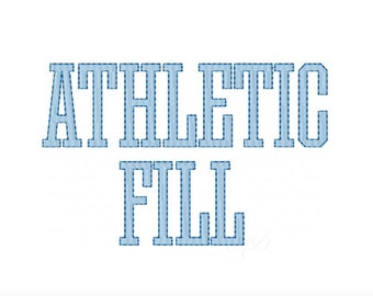 1.5" inch Athletic Fill Two Tone Outline letters and numbers Varsity Sports Embroidery Monogram Font Satin stitch Instant Download
