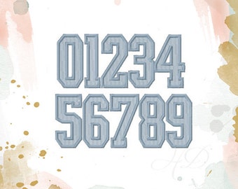 5" inch Sports Numbers Embroidery Monogram Varsity Font Satin stitch Embroidery Font Instant Download 4x4