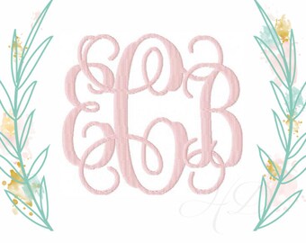 12" inch and 10" inch Interlocking Embroidery Font Vine Monogram Grace Jumbo