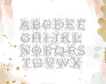 2 inch Embroidery Font Ornament Serif Font Typwriter Embroidery Font Esther BX instant download
