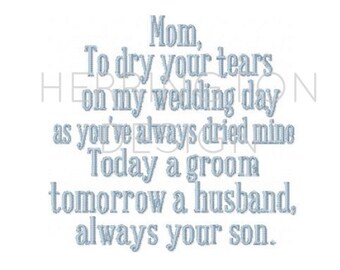 Mom Mother of Groom Wedding Handkerchief Hanky Embroidery Design Bride Embroidery Font 4x4 5x7 6x10 Instant download