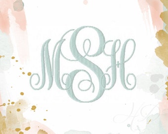 8" 9" and 10" inch Classic Embroidery Fill Interlocking Monogram Embroidery Font Large 5x7 6x10 Hoop BX instant download PES