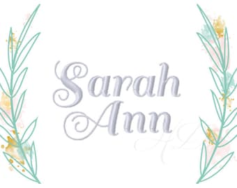 2" inch Formal Script Embroidery Font Machine Embroidery File Instant Download Sarah BX instant download