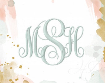 Embroidery Design 2" inch and 3" inch Classic Monogram Font Embroidery Font Vine Monogram Font 4x4 hoop Instant download BX PES