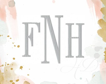 Embroidery Font 5" and 7" inch Typwriter Serif FIll Flat Stitch Fisher BX instant download 4x4 5x7 6x10 Satin stitch BX PES