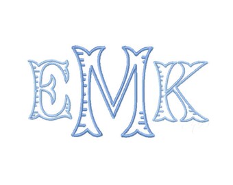 2.5" inch Fairfax Fishtail Ribbed Embroidery Font Monogram Satin Stitch Instant Download PES BX All Formats Open