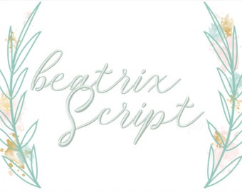 2" inch Beatrix Embroidery Font Satin Stitch Formal Cursive Script Monogram BX Instant download 4x4 5x7 Herrington Design