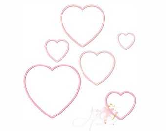 6 Sizes Heart Applique Sale Package Valentine's Day Embroidery Design Instant Download Embroidery Font 4x4 5x7 6x10 PES BX All Formats