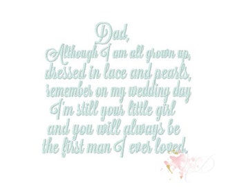 Dad Father Wedding Handkerchief Hanky Embroidery Design Bride Embroidery Font 4x4 5x7 6x10 Instant download