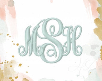 3/4" and 1" inch Monogram Bold Font Embroidery Font Classic Vine Monogram Font 4x4 hoop BX Instant download