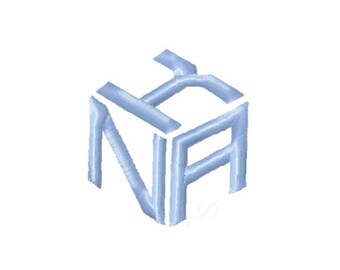 Cube 1/2" Half inch Satin Stitch Monogram Font Embroidery Font Square Monogram Font 4x4 hoop Instant download BX PES