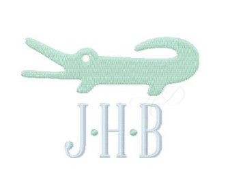Preppy Alligator Embroidery Design Flat Stitch Applique Embroidery Font BX instant download 4x4 5x7 6x10