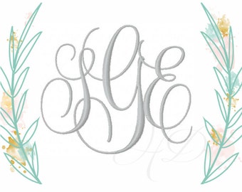 1 and 2 inch Embroidery Font Interlocking Vine Monogram Evie BX Font instant download PES 4x4 5x7 6x10 All Formats