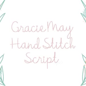 3/4&quot; Gracie Handstitch Script broderie Machine police point à la main monogramme téléchargement immédiat BX PES