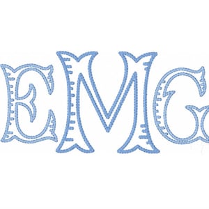 6&quot; inch Fairfax Fishtail Embroidery Fill Ribbed Font Monogram Satin Stitch Instant Download PES BX All Formats Open