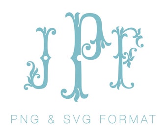 Filigree Monogram PDF SVG PNG Vector Monogram Font for Cutting Machine Herrington Design Instant Download