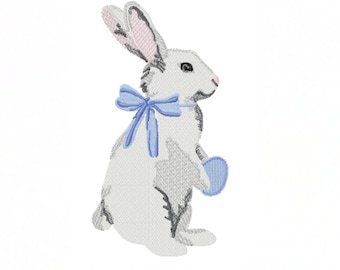 Vintage Easter Rabbit with Egg Bunny Embroidery Design Vintage Instant Download Vintage 4x4 5x7 6x10 PES Herrington Design