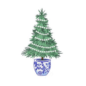 Chinoiserie Chic Christmas Tree Designer Monogram embroidery design Instant download 4x4 5x7 6x10 PES BX Herrington Design